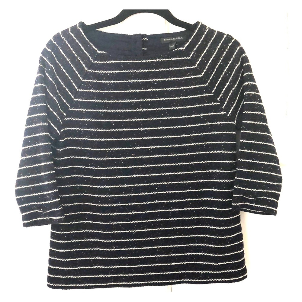 Banana Republic Blue Tweed Striped Top Small